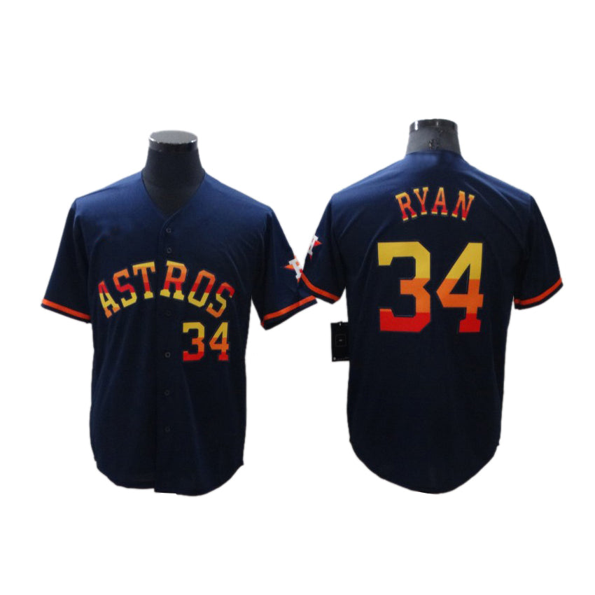 Custom Navy HOU Baseball Shirt Top
