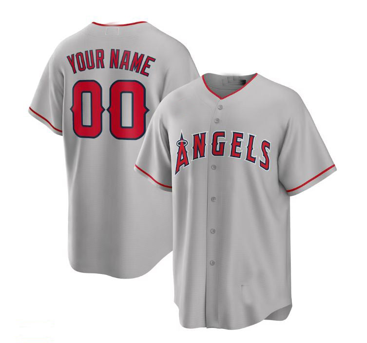 Custom Gray LAA Baseball Shirt Top