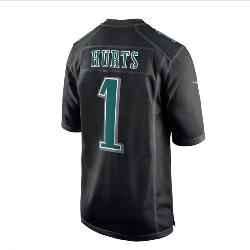 Custom #1 Black Super Bowl PHI Football Shirt Top