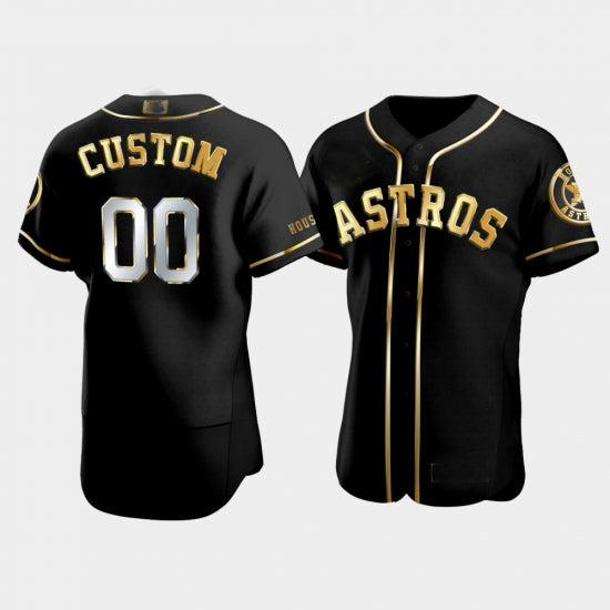 Custom Black HOU Baseball Shirt Top