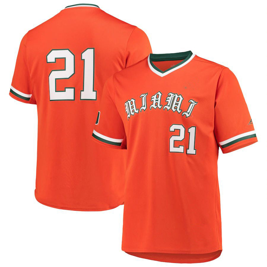 Custom #21 Orange Baseball Shirt Top