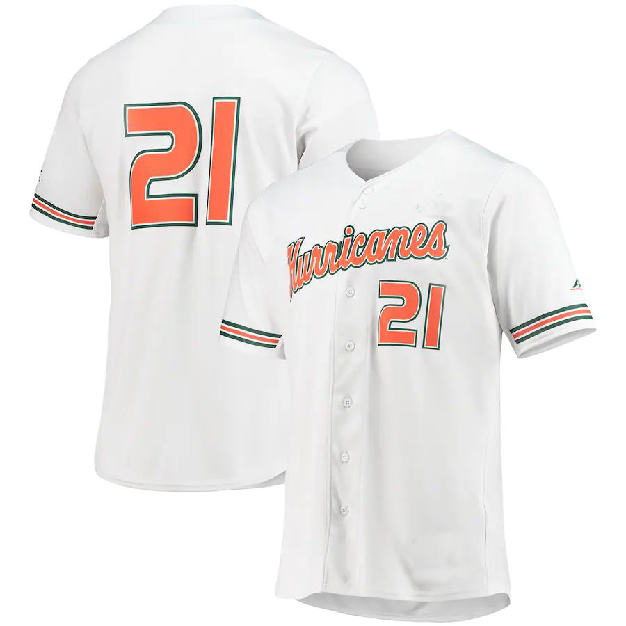 Custom #21 White Baseball Shirt Top