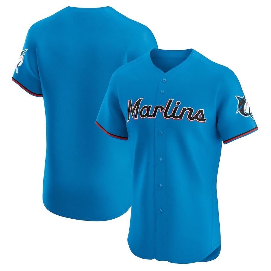 Custom Blue MIA Baseball Shirt Top