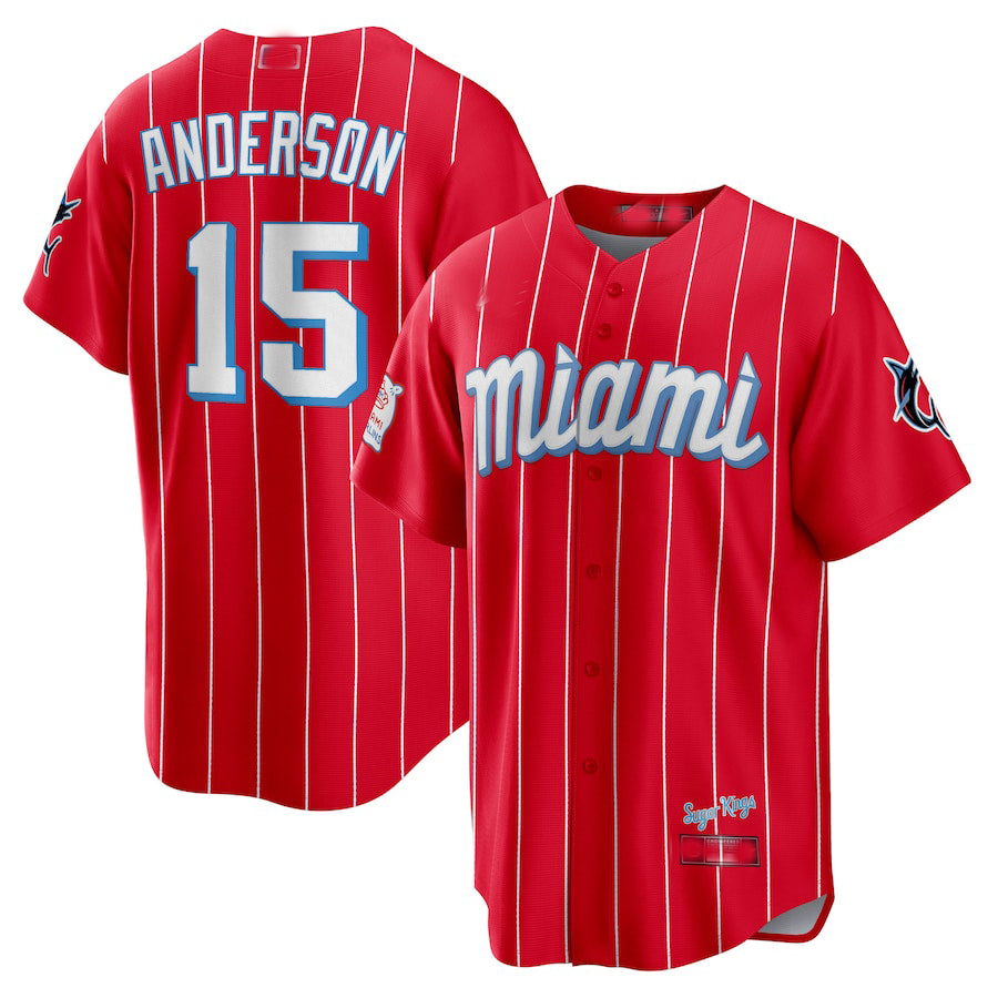 Custom #15 Red City Connect MIA Baseball Shirt Top