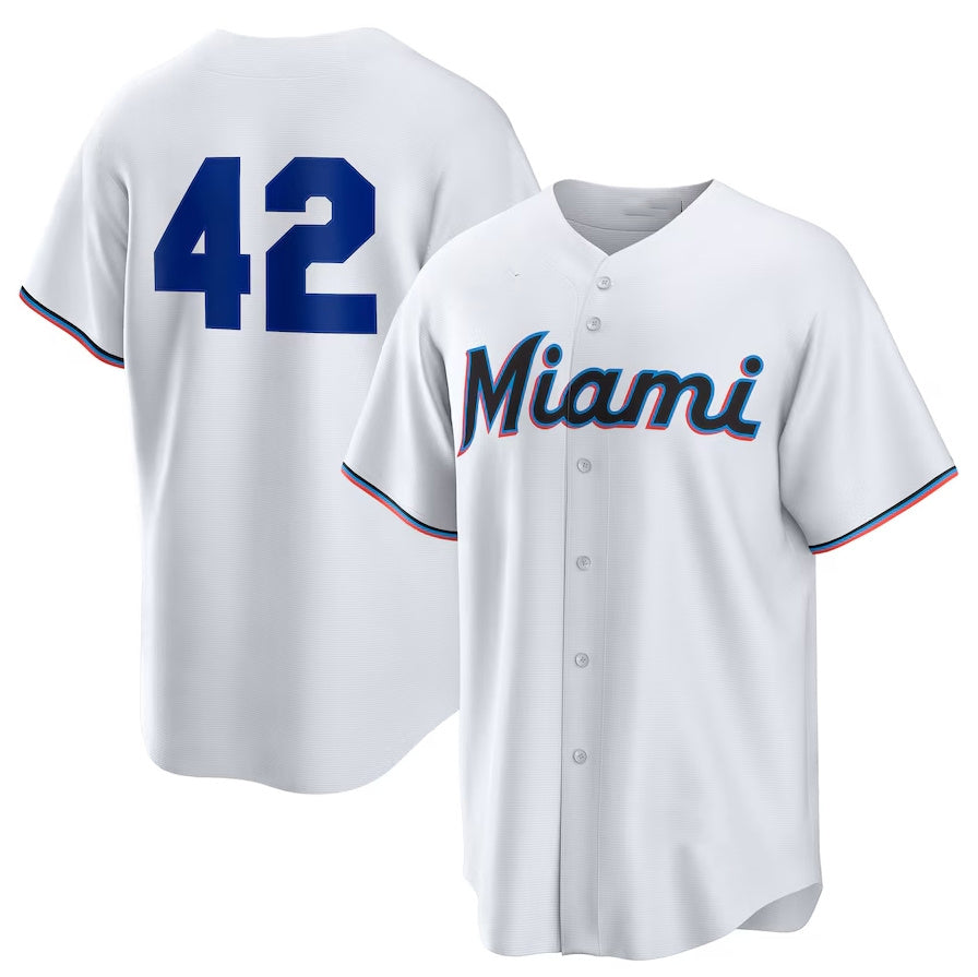 Custom White 2025 Jackie Robinson Day MIA Baseball Shirt Top