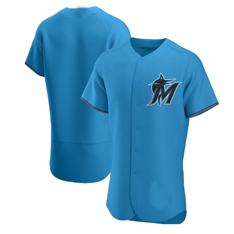 Custom Blue MIA Baseball Shirt Top