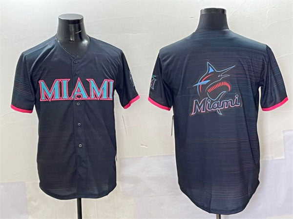 Custom Black 2025 City Connect MIA Baseball Shirt Top