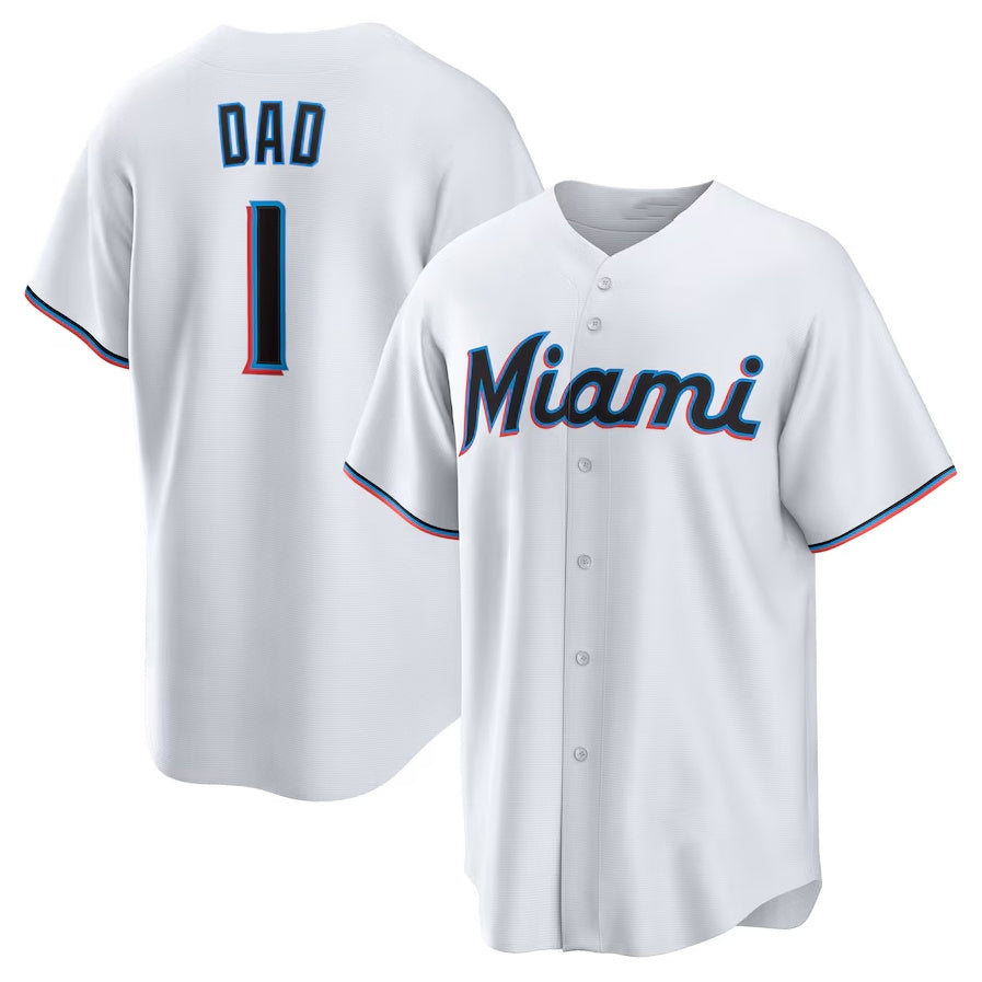Custom #1 White MIA Baseball Shirt Top