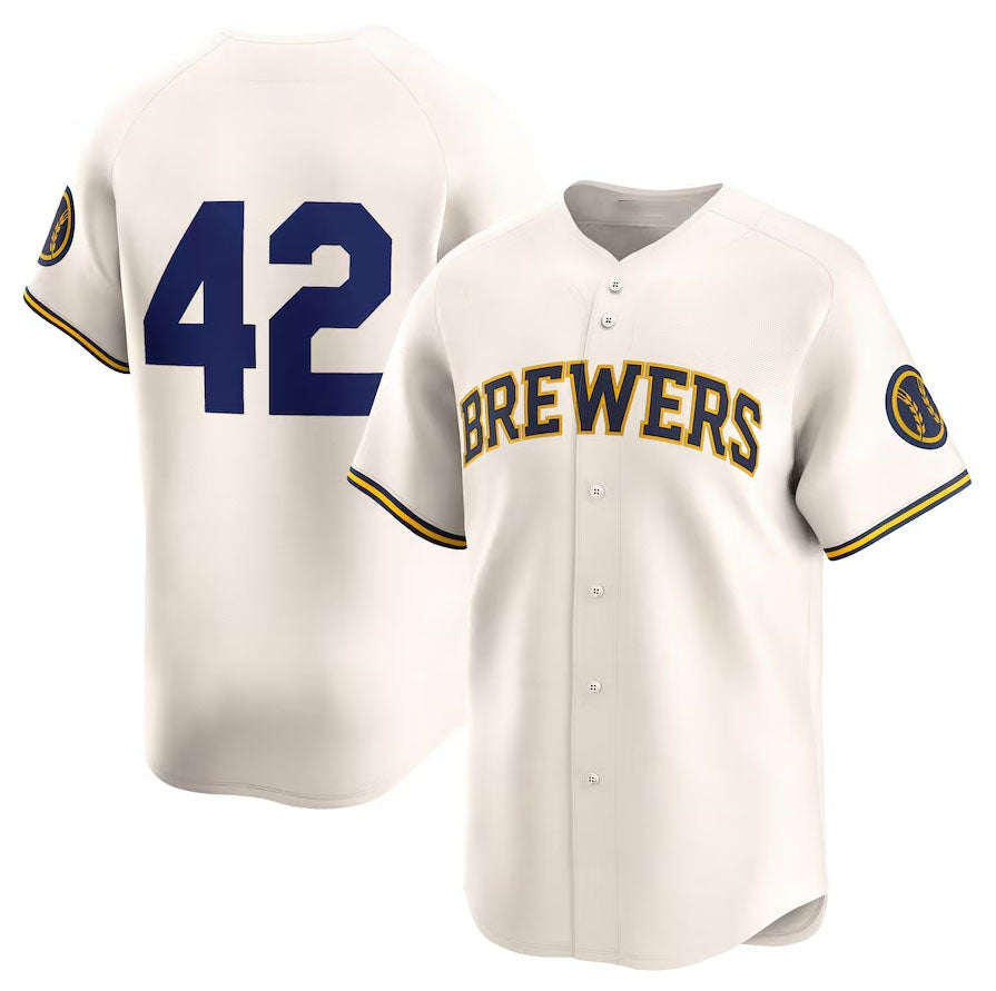 Custom #42 Cream 2024 Jackie Robinson Day MIL Baseball Shirt Top