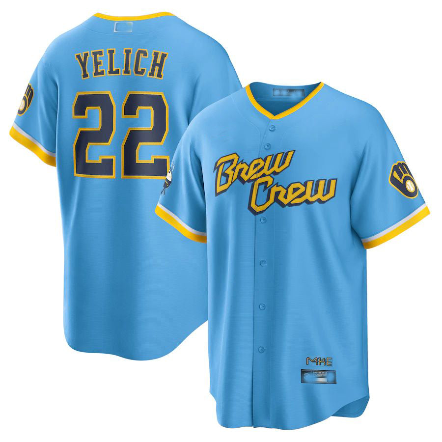 Custom #22 Powder Blue 2022 City Connect MIL Baseball Shirt Top