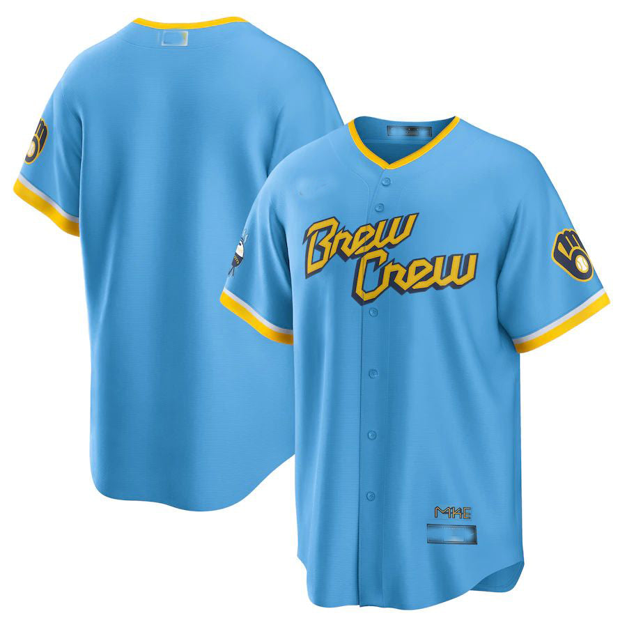 Custom Powder Blue 2022 City Connect MIL Baseball Shirt Top