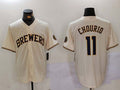 Custom #11 Cream MIL Baseball Shirt Top