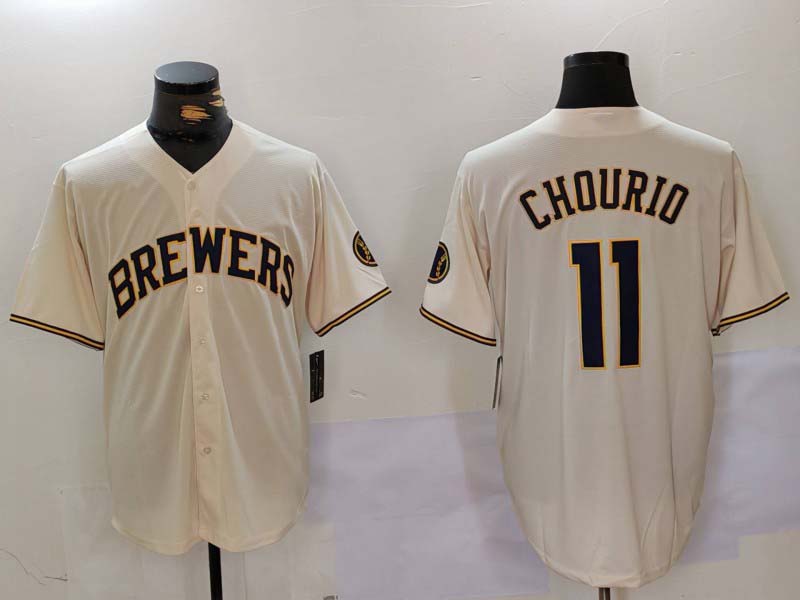Custom #11 Cream MIL Baseball Shirt Top
