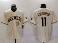 Custom #11 Cream MIL Baseball Shirt Top