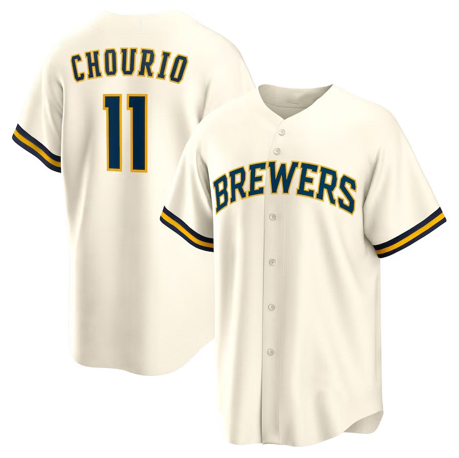 Custom #11 Cream MIL Baseball Shirt Top