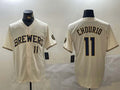 Custom #11 Cream MIL Baseball Shirt Top