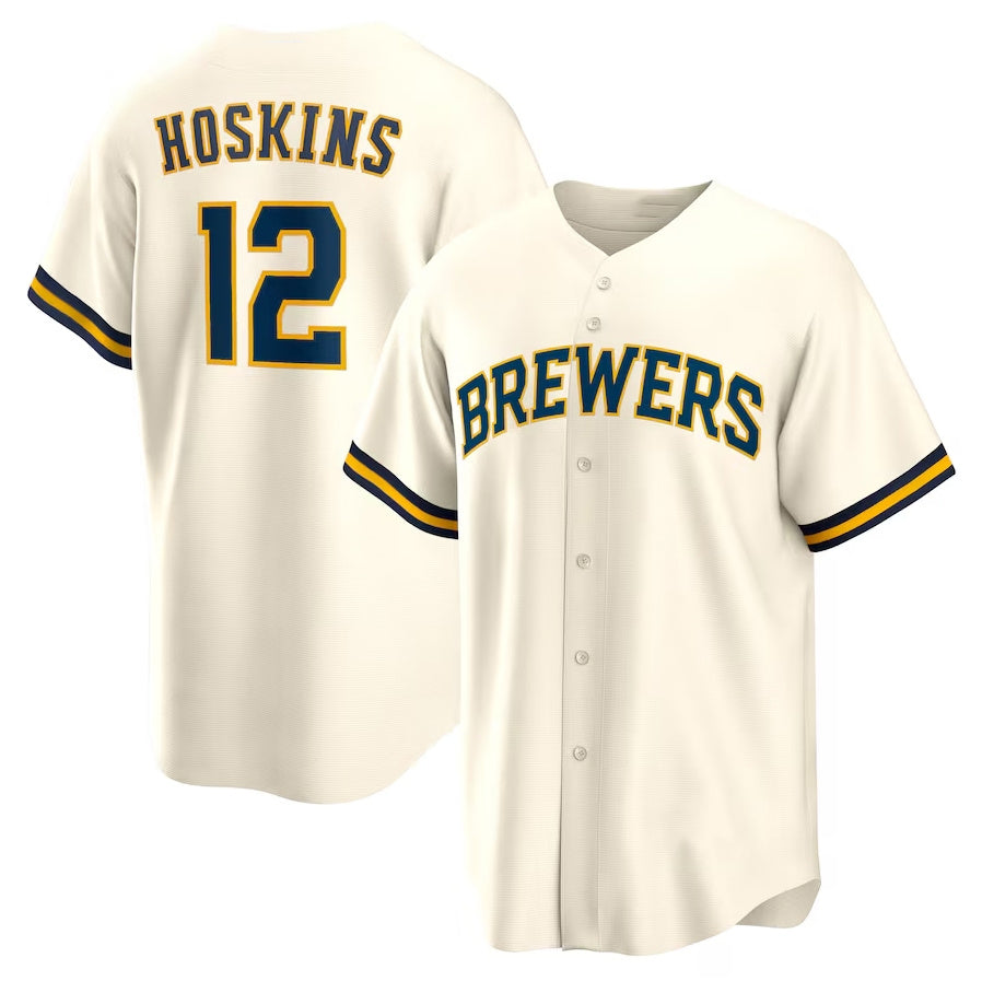 Custom #12 Cream MIL Baseball Shirt Top