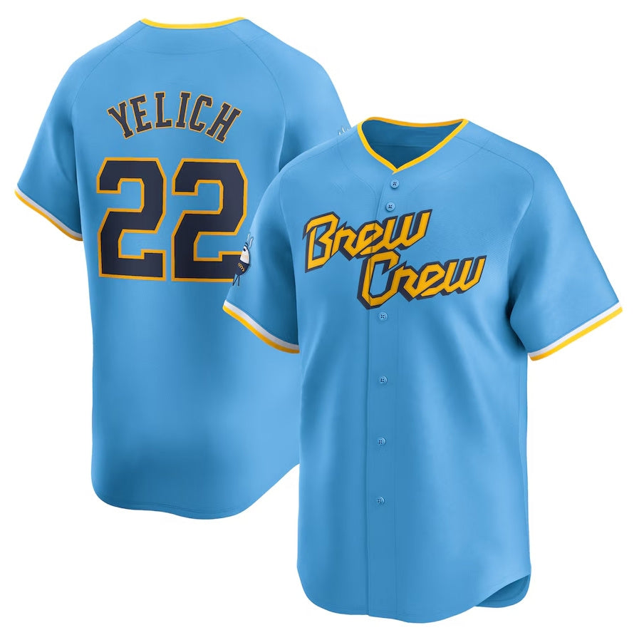 Custom #22 Powder Blue City Connect MIL Baseball Shirt Top