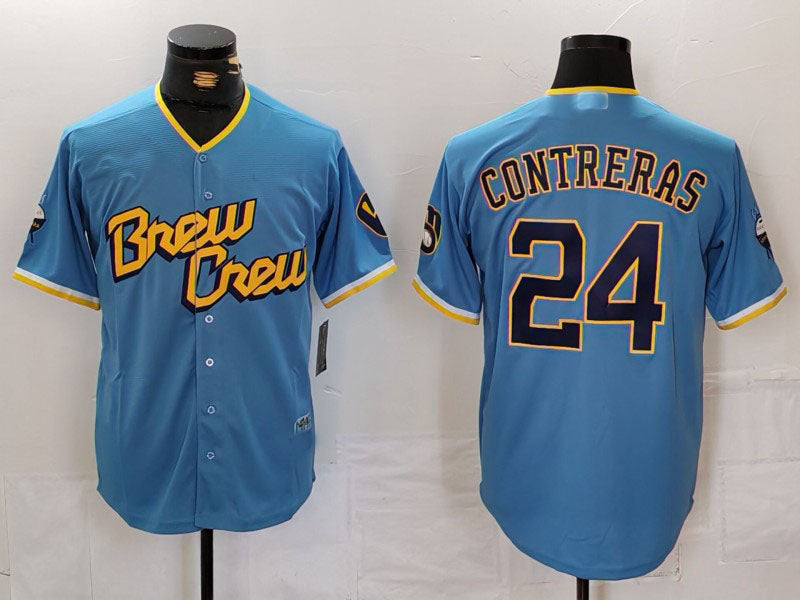 Custom #24 Blue 2022 City Connect MIL Baseball Shirt Top