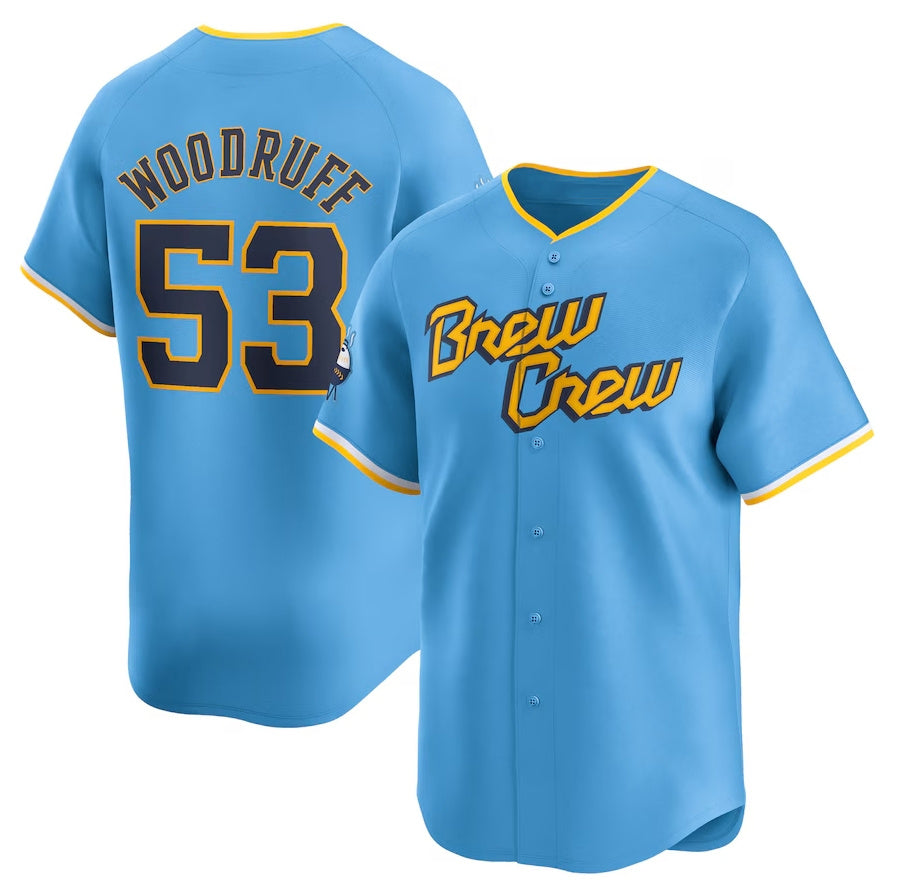 Custom #53 Powder Blue City Connect MIL Baseball Shirt Top