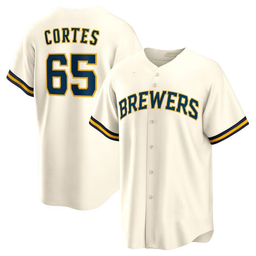 Custom #65 Cream MIL Baseball Shirt Top