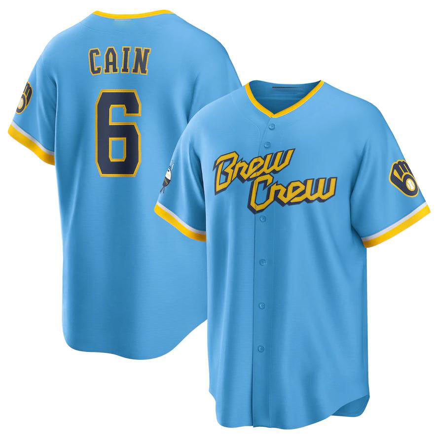Custom #6 Powder Blue 2022 City Connect MIL Baseball Shirt Top