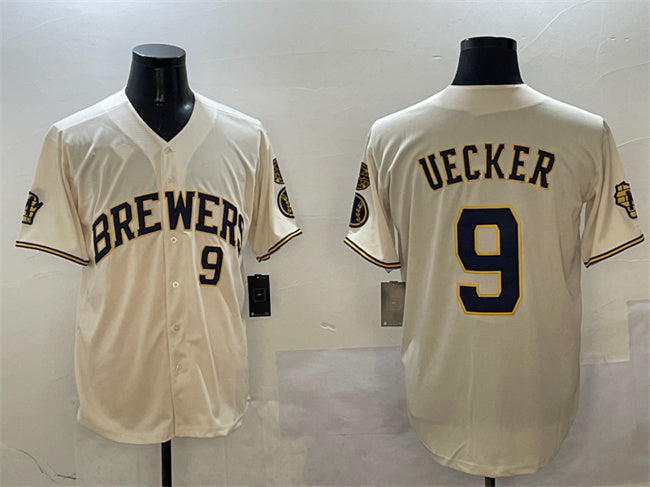 Custom #9 Cream MIL Baseball Shirt Top