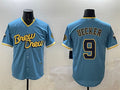 Custom #9 Powder Blue City Connect MIL Baseball Shirt Top