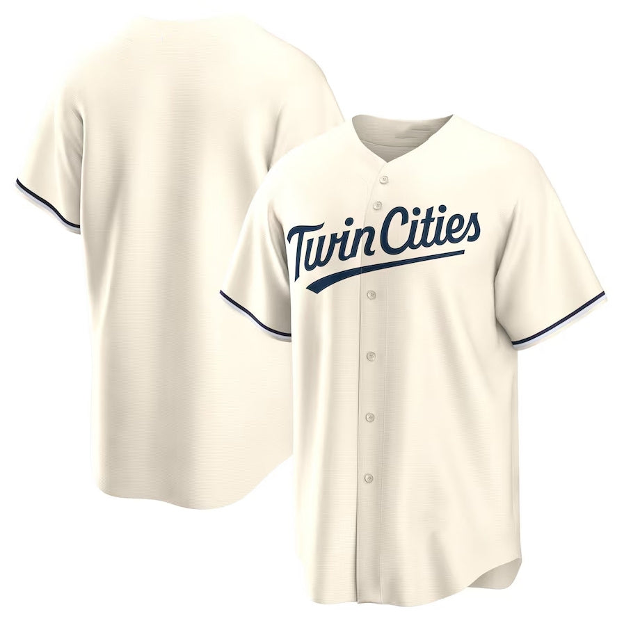 Custom Cream MIN Baseball Shirt Top