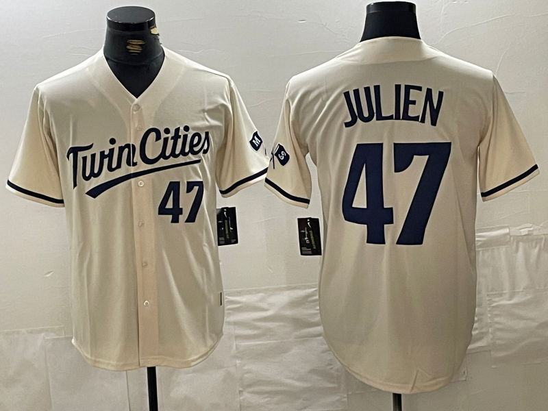 Custom #47 Cream MIN Baseball Shirt Top
