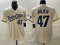 Custom #47 Cream MIN Baseball Shirt Top