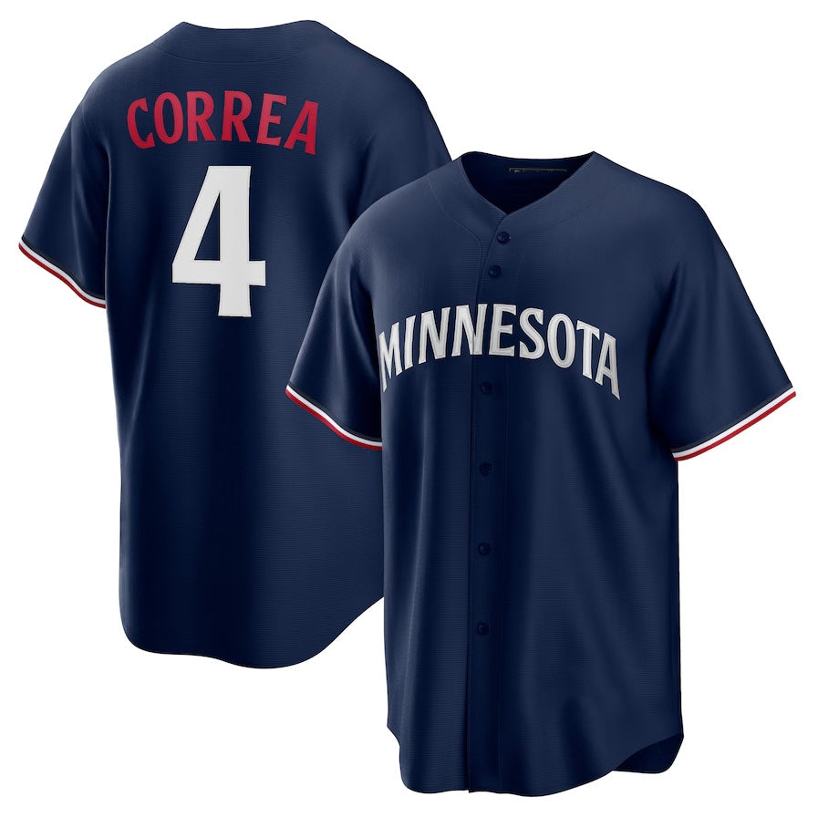 Custom #4 Navy MIN Baseball Shirt Top