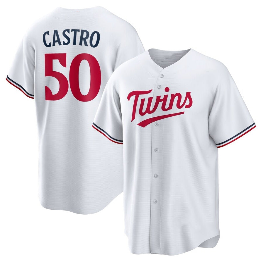 Custom #50 White MIN Baseball Shirt Top