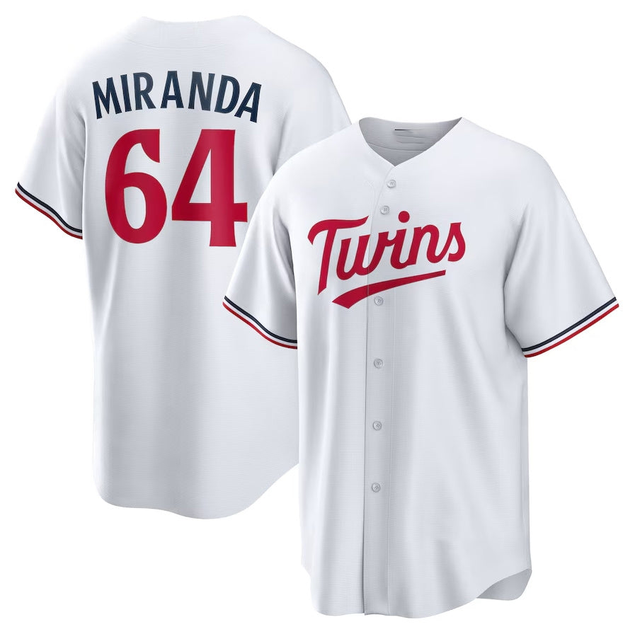 Custom #64 White MIN Baseball Shirt Top