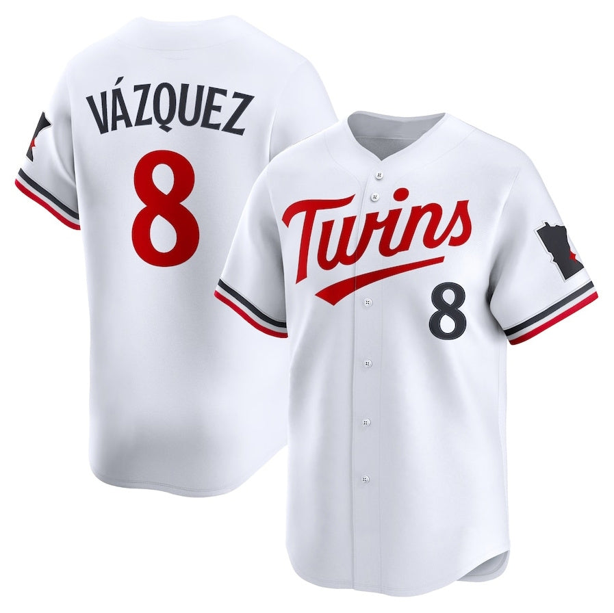 Custom #8 White MIN Baseball Shirt Top