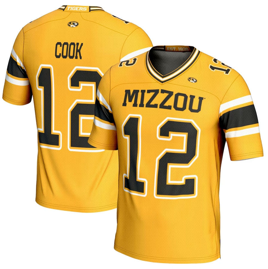 Custom #12 Gold Football Shirt Top