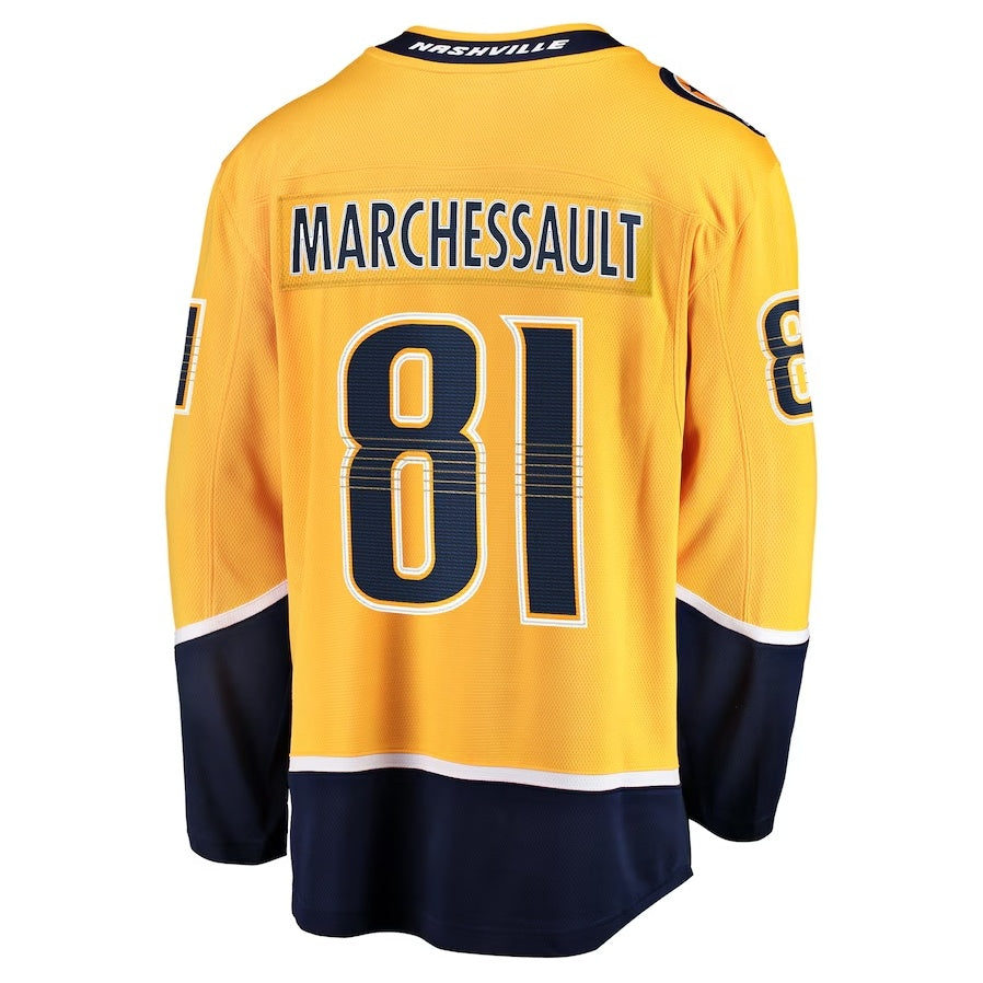 Custom #81 Gold NSH Hockey Shirt Top