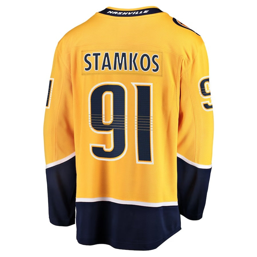 Custom #91 Gold NSH Hockey Shirt Top