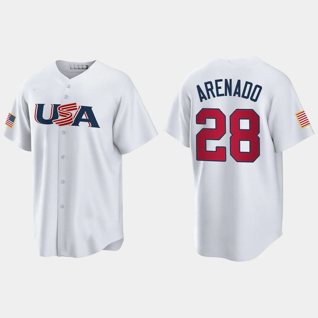Custom #28 White 2023 STL Baseball Shirt Top