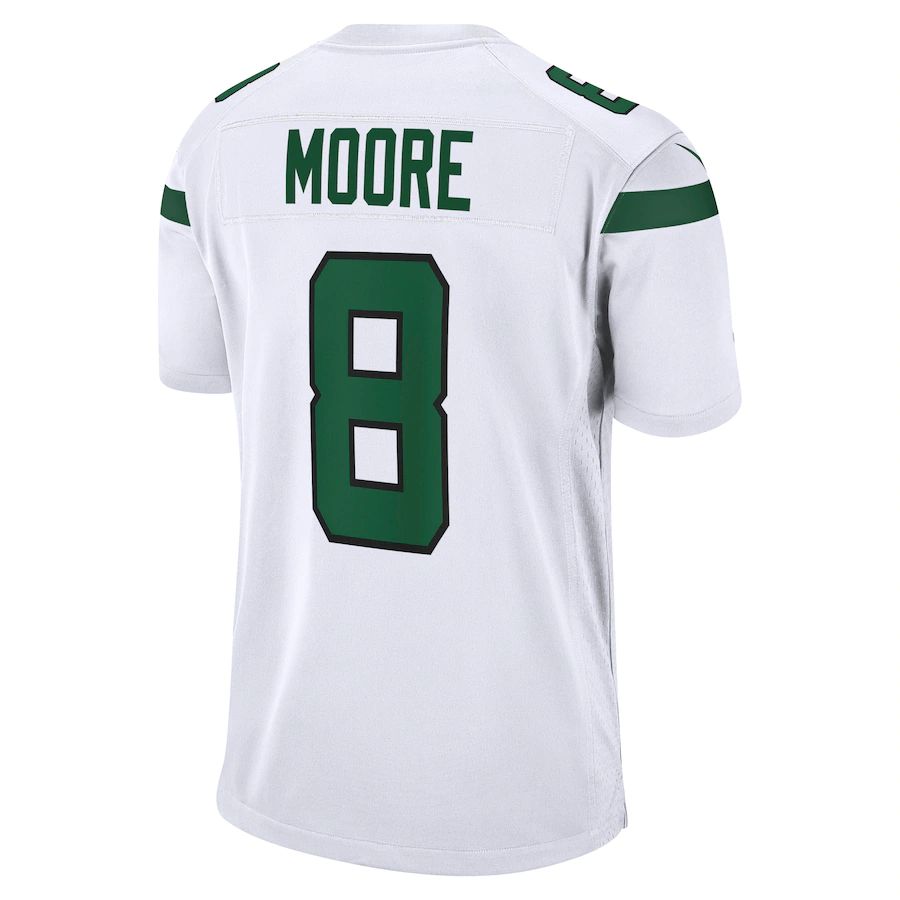 Custom #8 White NYJ Football Shirt Top