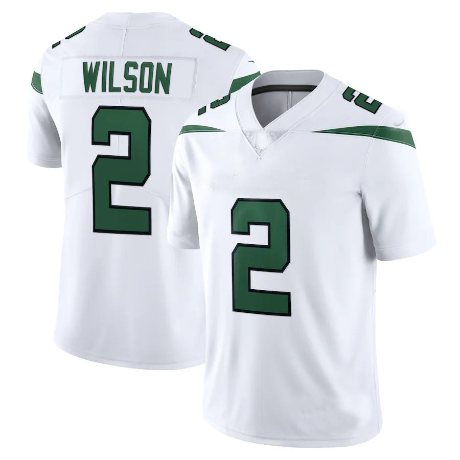 Custom #2 White NYJ Football Shirt Top