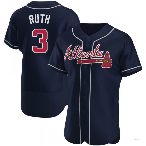 Custom #3 Navy ATL Baseball Shirt Top