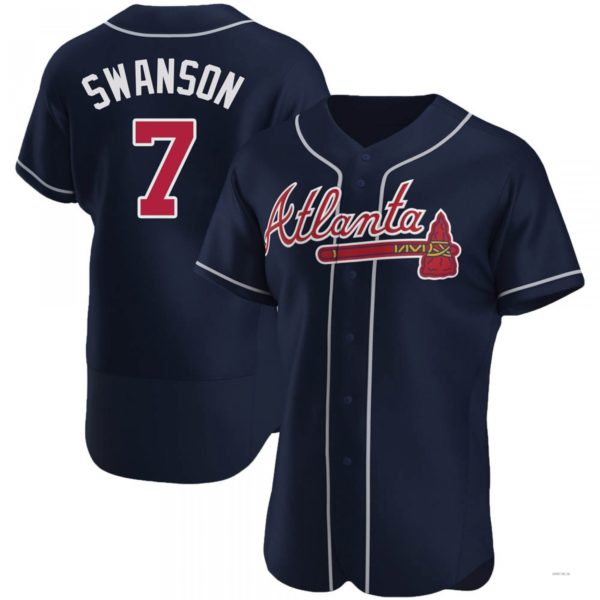 Custom #7 Navy ATL Baseball Shirt Top