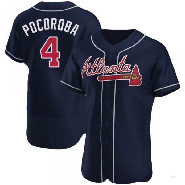 Custom #4 Navy ATL Baseball Shirt Top
