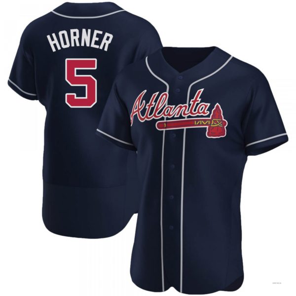 Custom #5 Navy ATL Baseball Shirt Top