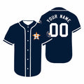 Custom Navy HOU Baseball Shirt Top