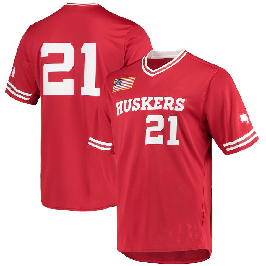 Custom #21 Scarlet Baseball Shirt Top