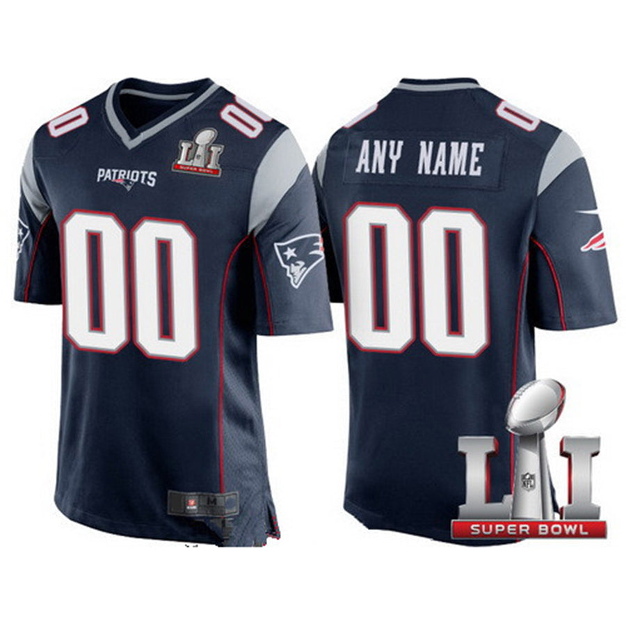 Custom Navy Blue 2017 Super Bowl NE Football Shirt Top