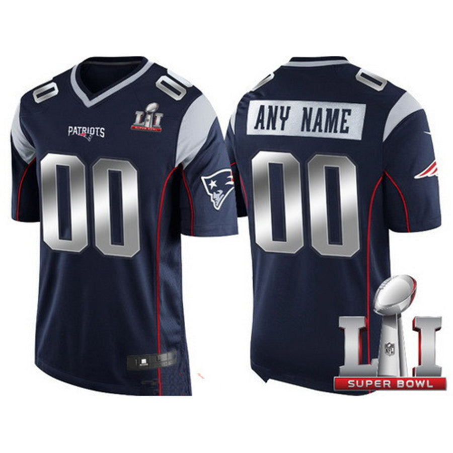 Custom Navy Blue 2017 Super Bowl NE Football Shirt Top