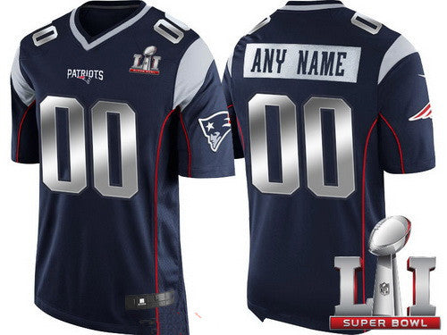 Custom Navy Blue 2017 Super Bowl NE Football Shirt Top